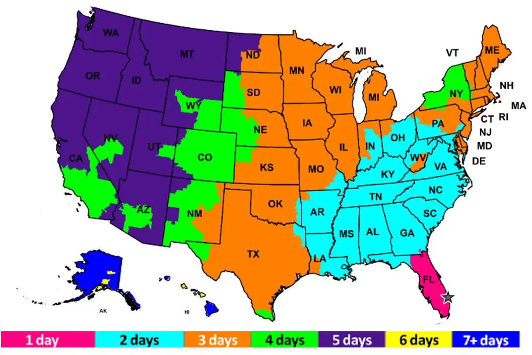 Federal Express Ground service map